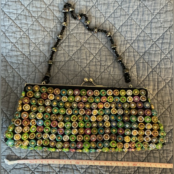 Multicolor Beaded Clutch Kisslock Hand Evening Bag NWOT - Picture 5 of 7